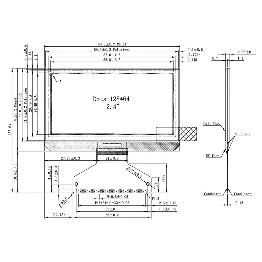 Industrial-products-2-4-inch-2-42-inch-OLED-display-voltag-13V-12864-LCD-screen-31PIN-3